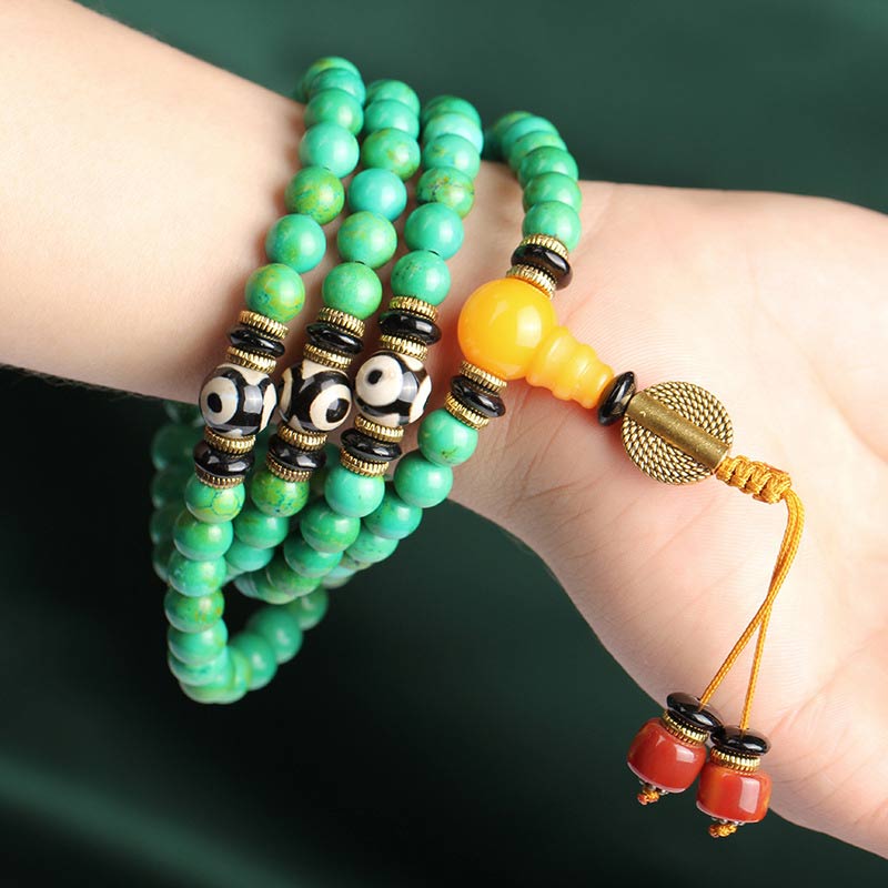 Fortune Jewel Tibetan Turquoise Mala Balance Necklace Bracelet