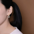 Fortune Jewel 925 Sterling Silver Round White Jade Happiness Blessing Earrings