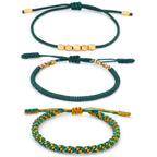 Fortune Jewel 3 PCS Tibetan Copper Beads Healing Protection Luck Bracelet Set