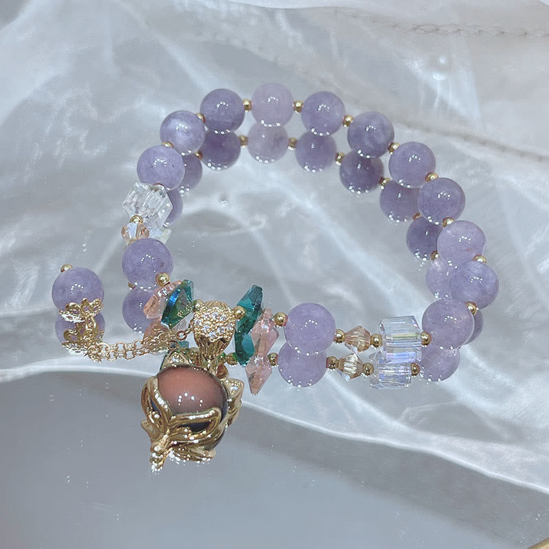 Fortune Jewel Natural Purple Jade Fox Charm Happiness Bracelet