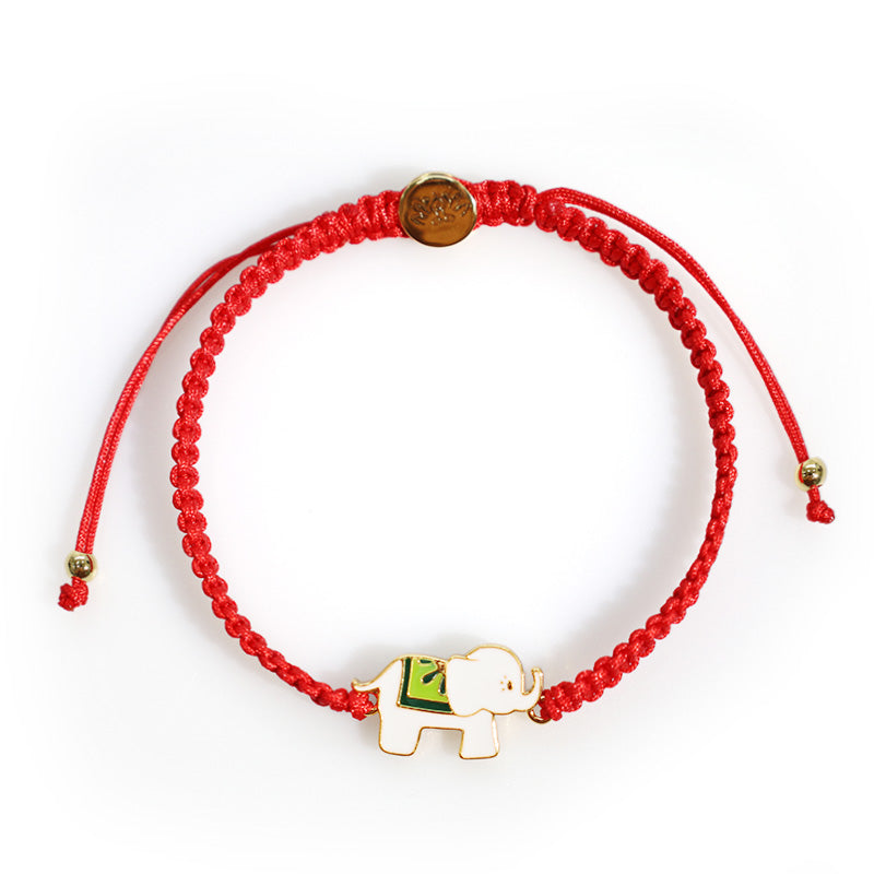 Fortune Jewel Tibetan Handmade 925 Sterling Silver Lucky Elephant Red String Bracelet