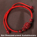 Fortune Jewel Chinese Zodiac Natal Buddha Cinnabar Amulet Blessing String Bracelet