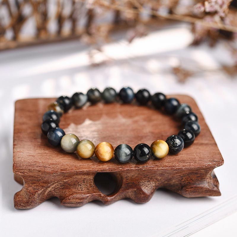 Fortune Jewel  Anxiety Stress Healing Crystal Tiger Eye Bead Bracelet