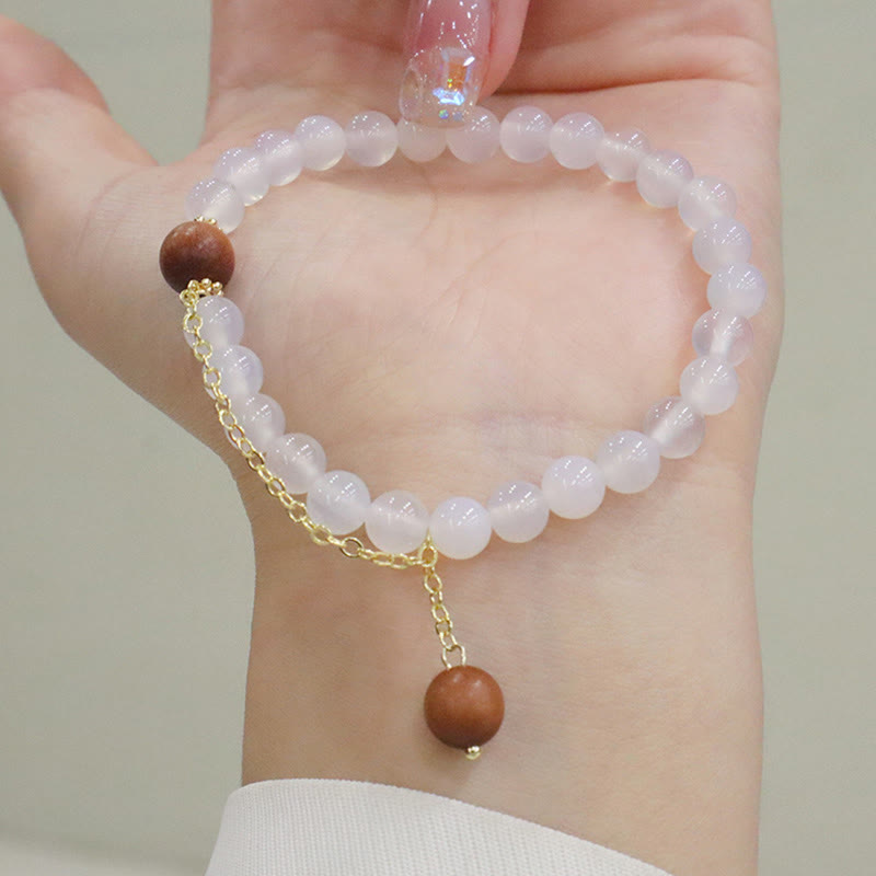 Fortune Jewel Sandalwood Cat's Eye Fu Character Charm Protection Bracelet