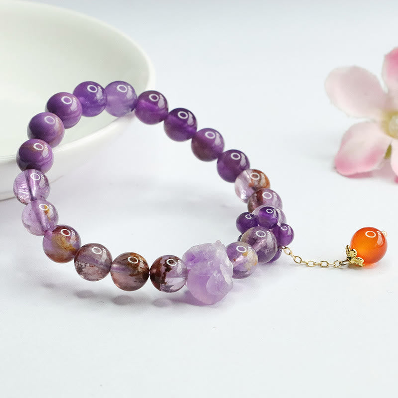 Fortune Jewel Natural Amethyst Purple Phantom Gemstone Spiritual Awareness Bracelet