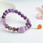 Fortune Jewel Natural Amethyst Purple Phantom Gemstone Spiritual Awareness Bracelet