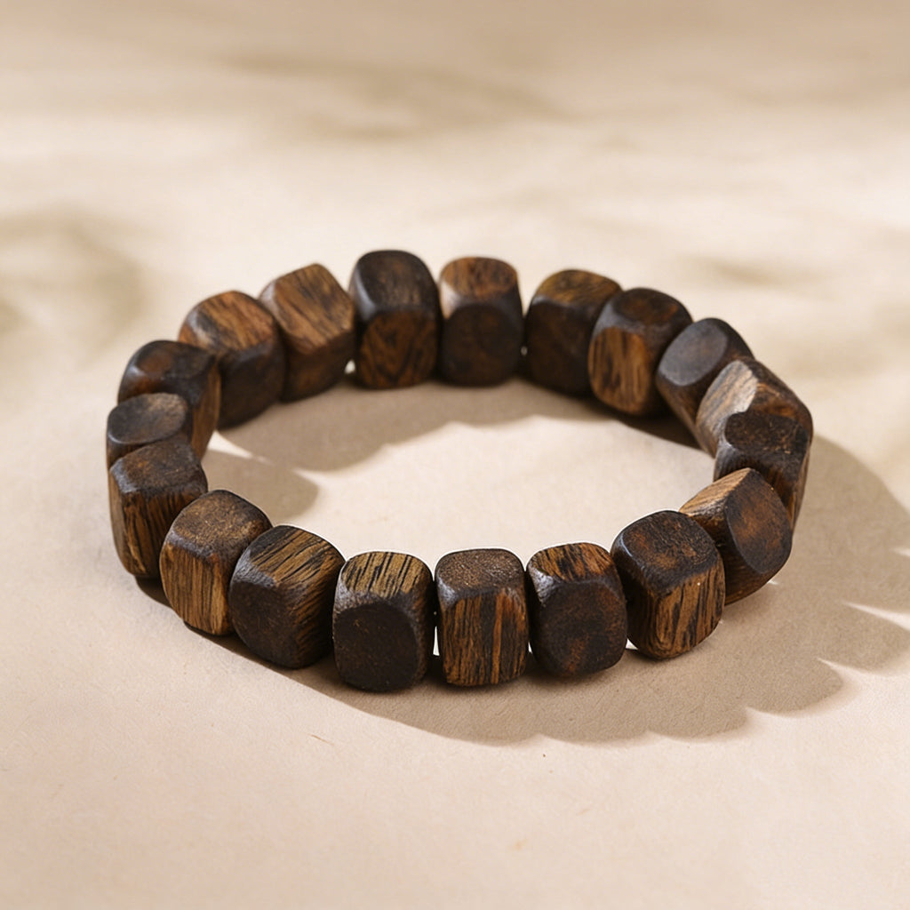 Natural Hainan Qi Nan Agarwood Square Bead Bracelet