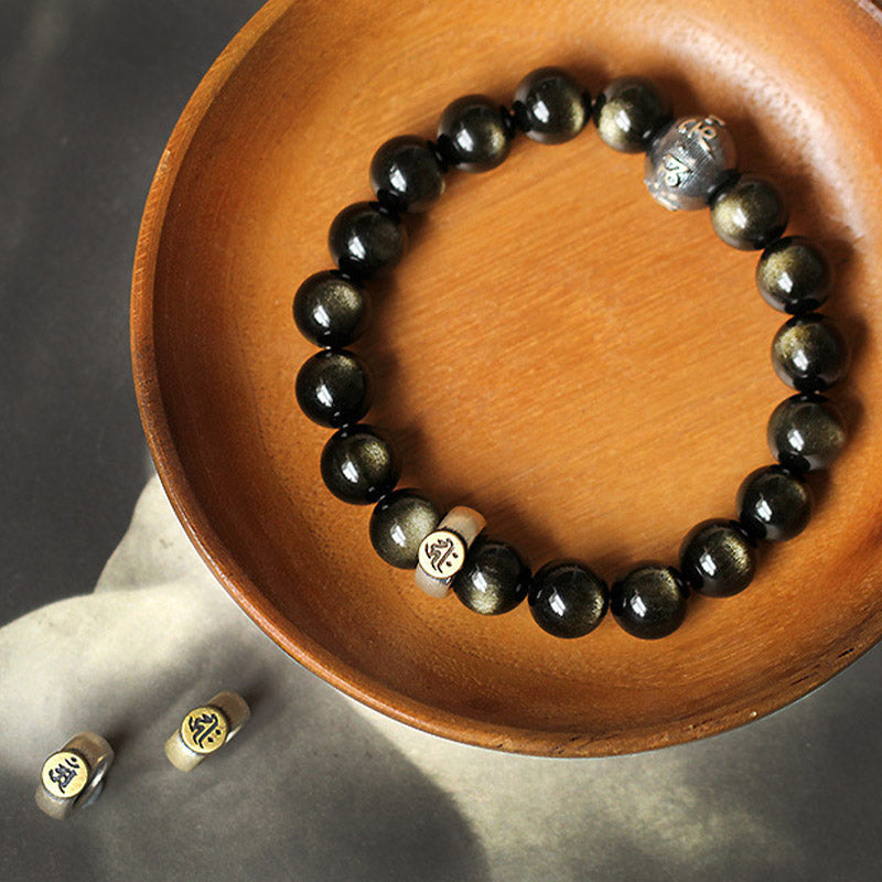 Fortune Jewel Chinese Zodiac Natal Buddha Obsidian Purification Bracelet