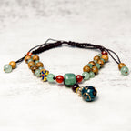 Fortune Jewel Wenge Wood Green Aventurine Balance Protection Anklet
