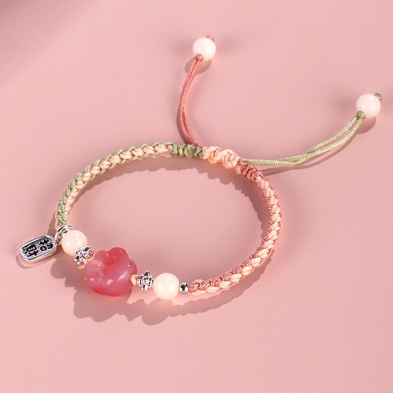Fortune Jewel Yanyuan Agate Cat Claw Paw White Bodhi Seed Fu Character Positive Braided Rope Bracelet