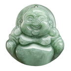 Fortune Jewel Natural Green Jade Laughing Buddha Luck Abundance Necklace Pendant Fortune Jewel