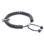 Fortune Jewel Tibet Coconut Shell Carved Om Mani Padme Hum Dorje Vajra Bell Happiness String Bracelet