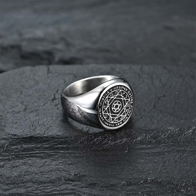 Fortune Jewel 12 Constellations of the Zodiac Star of David Protection Ring