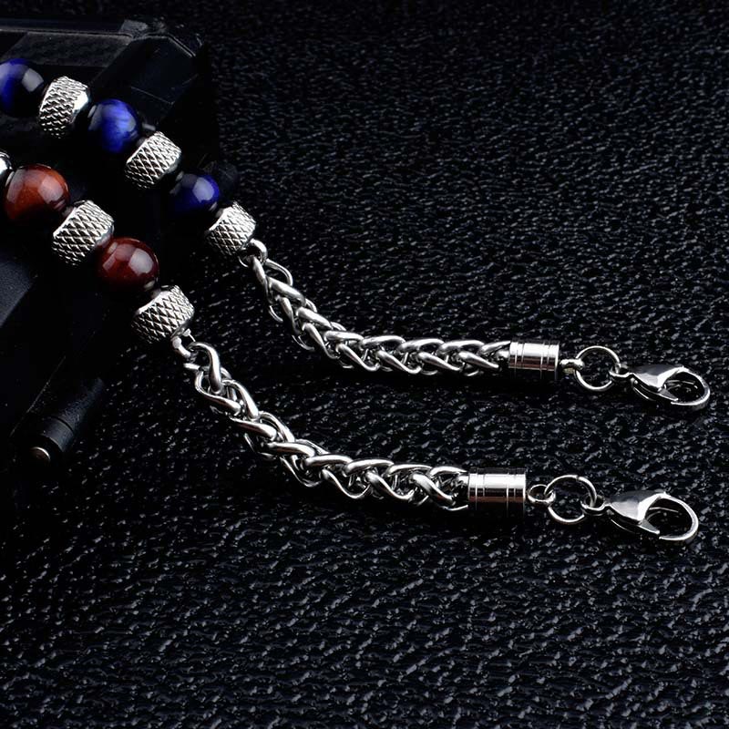 Fortune Jewel Black Onyx Tiger Eye Bead Courage Bracelet