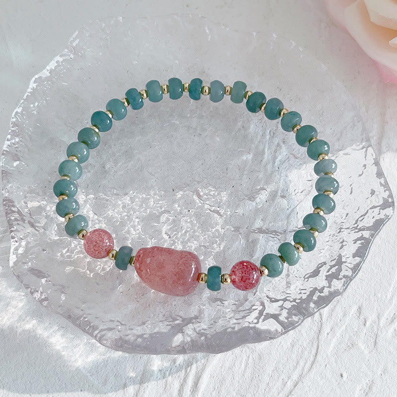 Fortune Jewel Natural Hetian Jade Pearl Peace Buckle Fu Character Gourd Money Bag Strawberry Quartz PiXiu Luck Bracelet