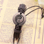Fortune Jewel Retro Yin Yang Leather Harmony String Bracelet