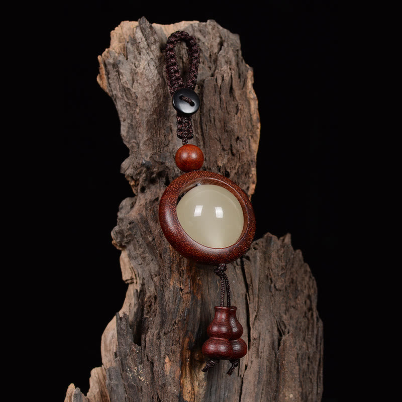 Fortune Jewel Red Sandalwood Ebony Wood Green Sandalwood Luminous Lucky Bead Gourd Peace Key Chain