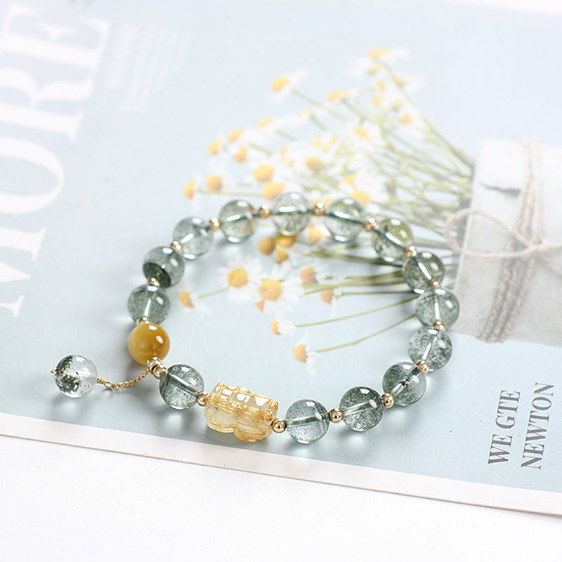 Fortune Jewel Green Phantom Citrine PiXiu Confidence Bracelet