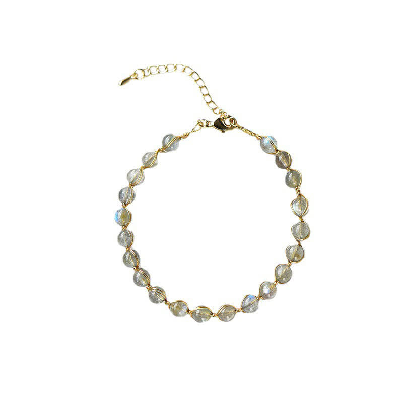 Fortune Jewel Natural Moonstone 14K Gold Plated Healing Positive Bracelet