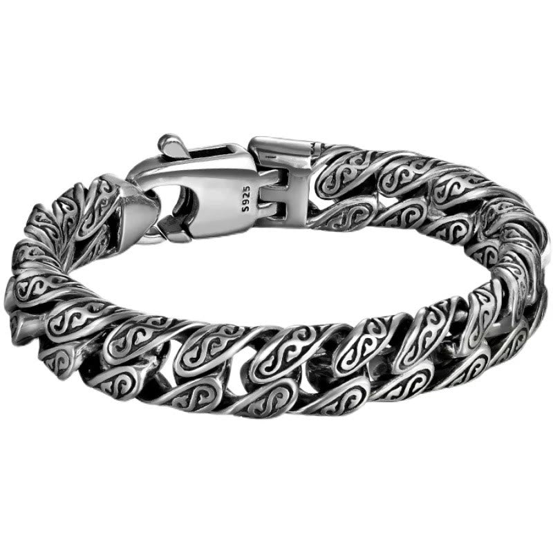 Fortune Jewel Vintage Tang Dynasty Flower Design Carved Luck Bracelet