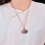 Fortune JewelPink Golden Silk Jade Lotus Flower Wealth Necklace Pendant Fortune Jewel