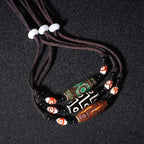 Fortune Jewel Tibetan Nine-Eye Dzi Bead Protection String Necklace