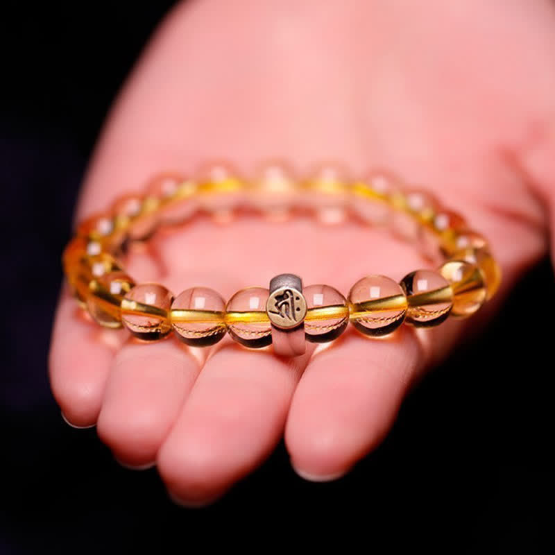 Fortune Jewel 925 Sterling Silver Chinese Zodiac Natal Buddha Citrine Protection Bracelet