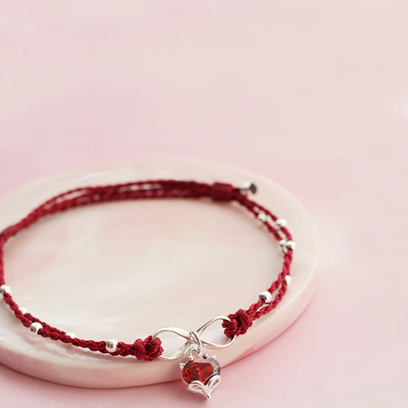 Fortune Jewel Love Heart Infinity Symbol Braided String Anklet