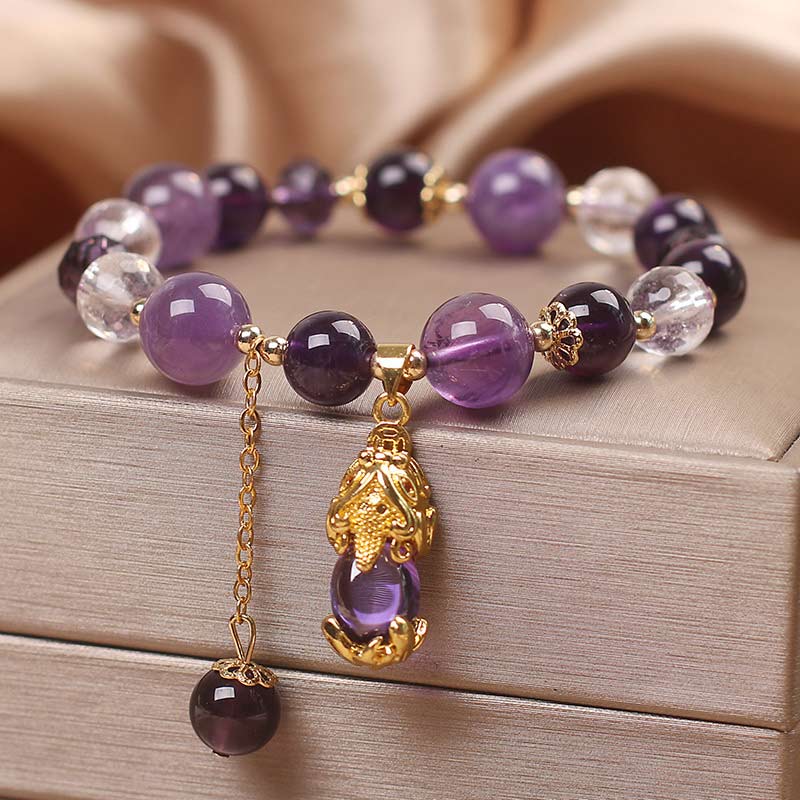 Fortune Jewel  Natural Amethyst PiXiu Healing Bracelet