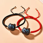 Fortune Jewel Ebony Wood Cat Head Pattern Peace King Kong Knot Braided Bracelet