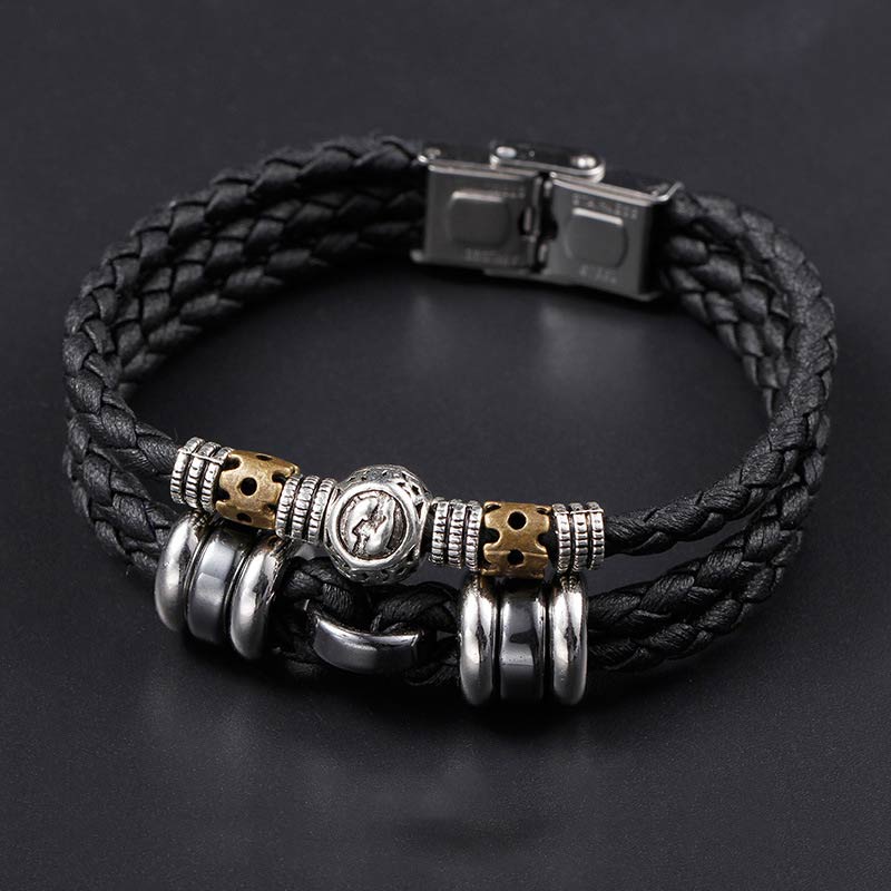 Fortune Jewel 12 Constellations of the Zodiac Hematite Protection Bracelet