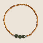 Fortune Jewel Natural Olive Pit Bamboo Pattern Hetian Jade Beads Luck Bracelet