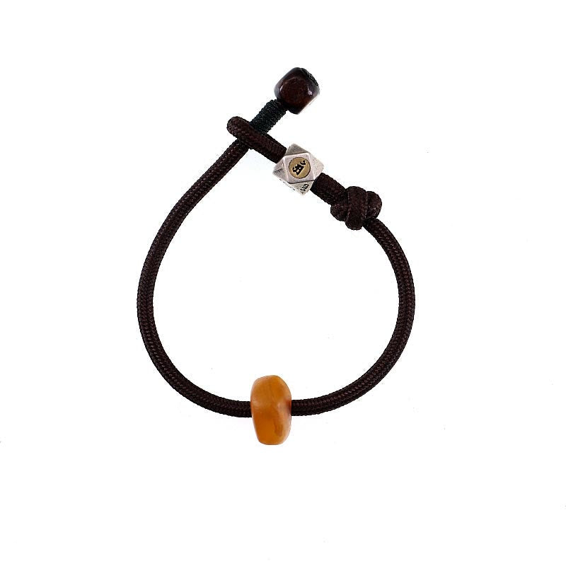 Fortune Jewel 925 Sterling Silver Chinese Zodiac Natal Buddha Natural Amber Clear Anxiety Bracelet