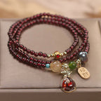 Fortune Jewel Multi Layered Natural Garnet Jade Coin Money Bag Attracting Wealth Protection Bracelet