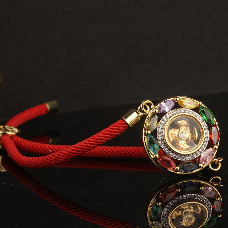 Fortune Jewel Colorful Zircon Copper Wealth Luck Rotation Bracelet Necklace Pendant