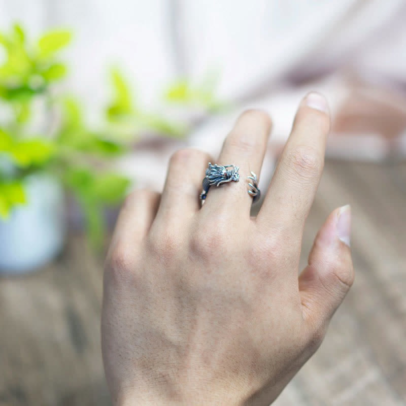 Fortune Jewel 925 Sterling Silver Dragon Luck Protection Ring Fortune Jewel