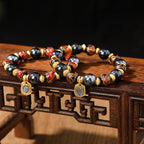 Fortune Jewel Tibetan Zakiram Goddess of Wealth Liuli Glass Incense Ash Porcelain Bead Luck Bracelet