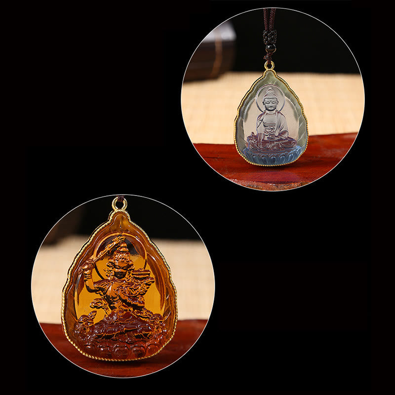 Fortune Jewel Tibetan Buddha Liuli Crystal Serenity Necklace Pendant Fortune Jewel