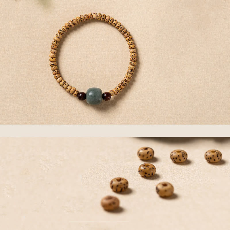 Fortune Jewel Bodhi Seed Small Leaf Red Sandalwood Wisdom Bracelet
