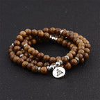 Fortune Jewel Tibetan Lightning Strike Wood Bracelet Lotus Buddha Mala