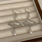 Fortune Jewel Copper Fan Auspicious Clouds Pearl Healing Drop Earrings