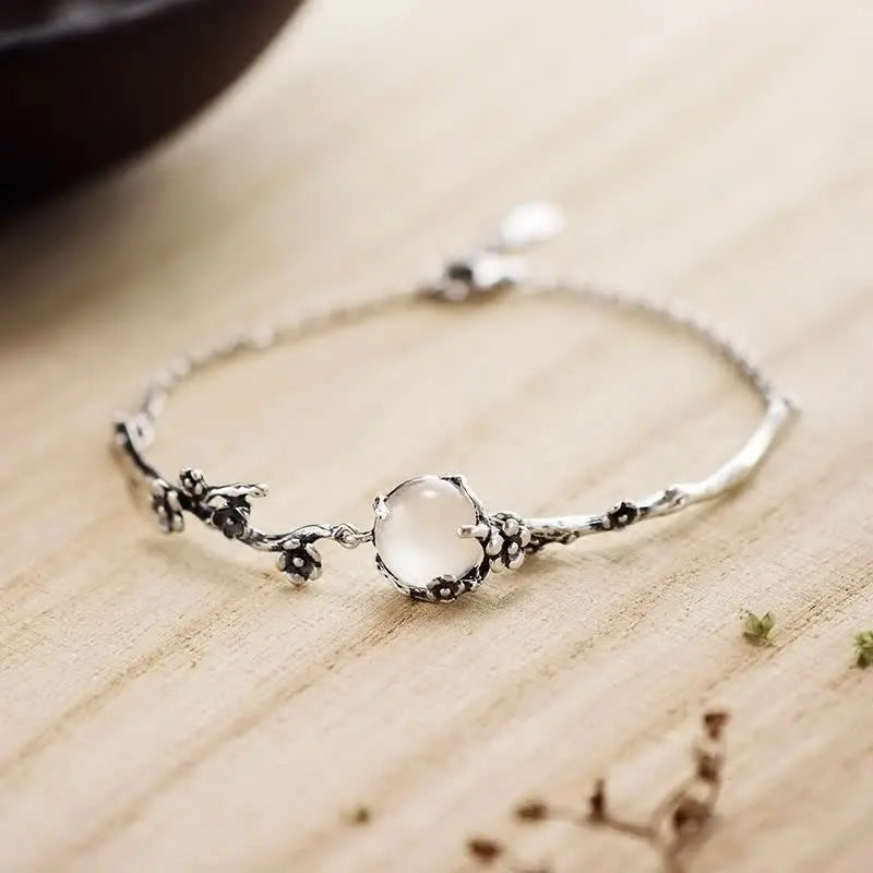 Fortune Jewel "Sending Grace and Harmony"Plum Blossom Chalcedony Bracelet Includes Gift Message Card Fortune Jewel