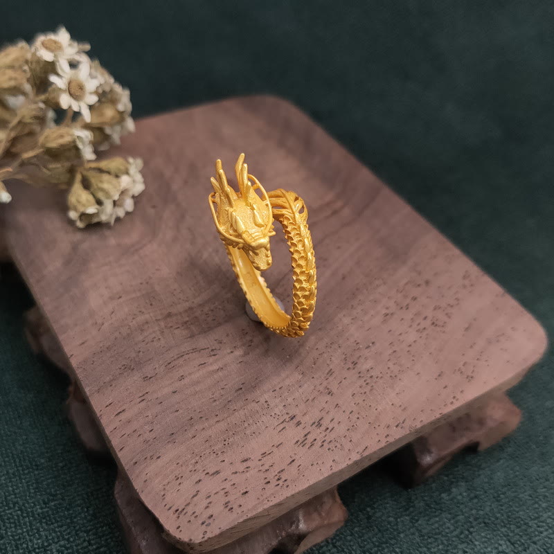 Fortune Jewel Golden Dragon Success Strength Ring Fortune Jewel