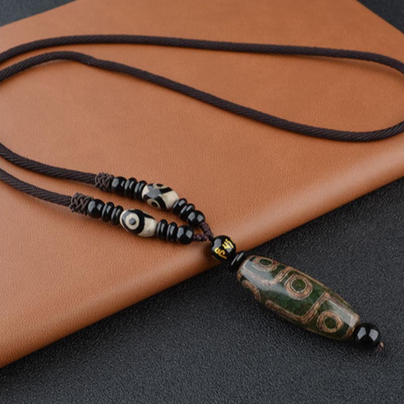 Fortune Jewel Nine-Eye Dzi Bead Wealth Protection Necklace