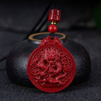 Fortune Jewel Year of the Dragon Natural Cinnabar Dragon Protection Necklace Pendant