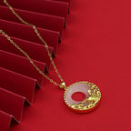 Fortune Jewel White Jade Koi Fish Titanium Steel Prosperity Necklace Pendant