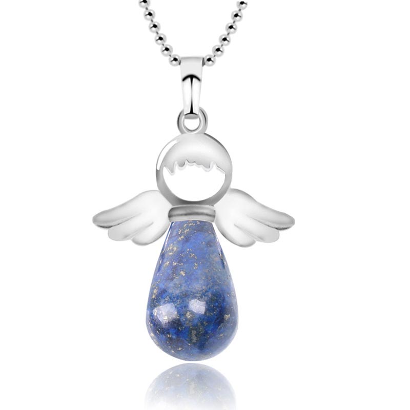 Fortune Jewel Little Angel Wings Natural Crystal Luck Necklace Pendant