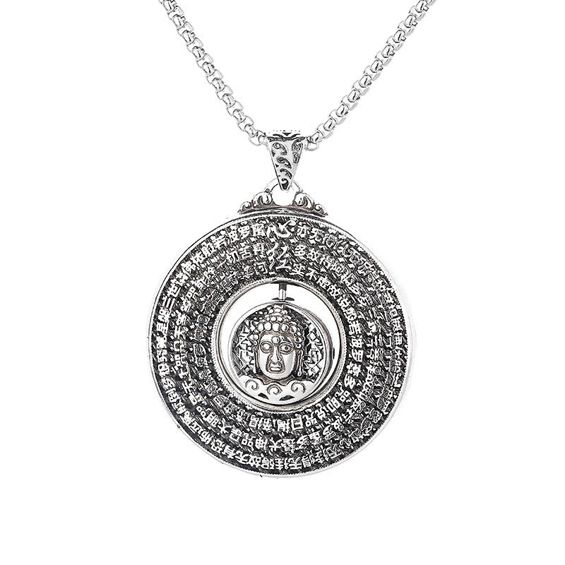Fortune Jewel Heart Sutra Buddha Carved Peace Buckle Design Serenity Rotatable Necklace Pendant Fortune Jewel