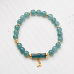 Fortune Jewel 925 Sterling Silver Plated Gold Natural Green Jade Bamboo Charm Luck Bracelet