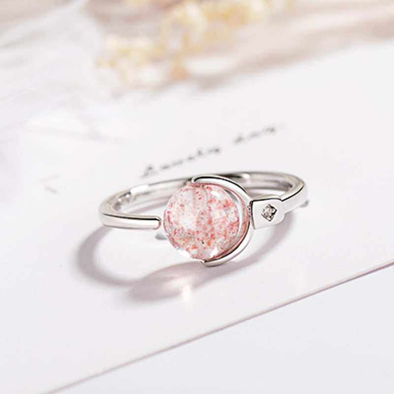 Fortune Jewel Pink Crystal Soothing Rotation Ring